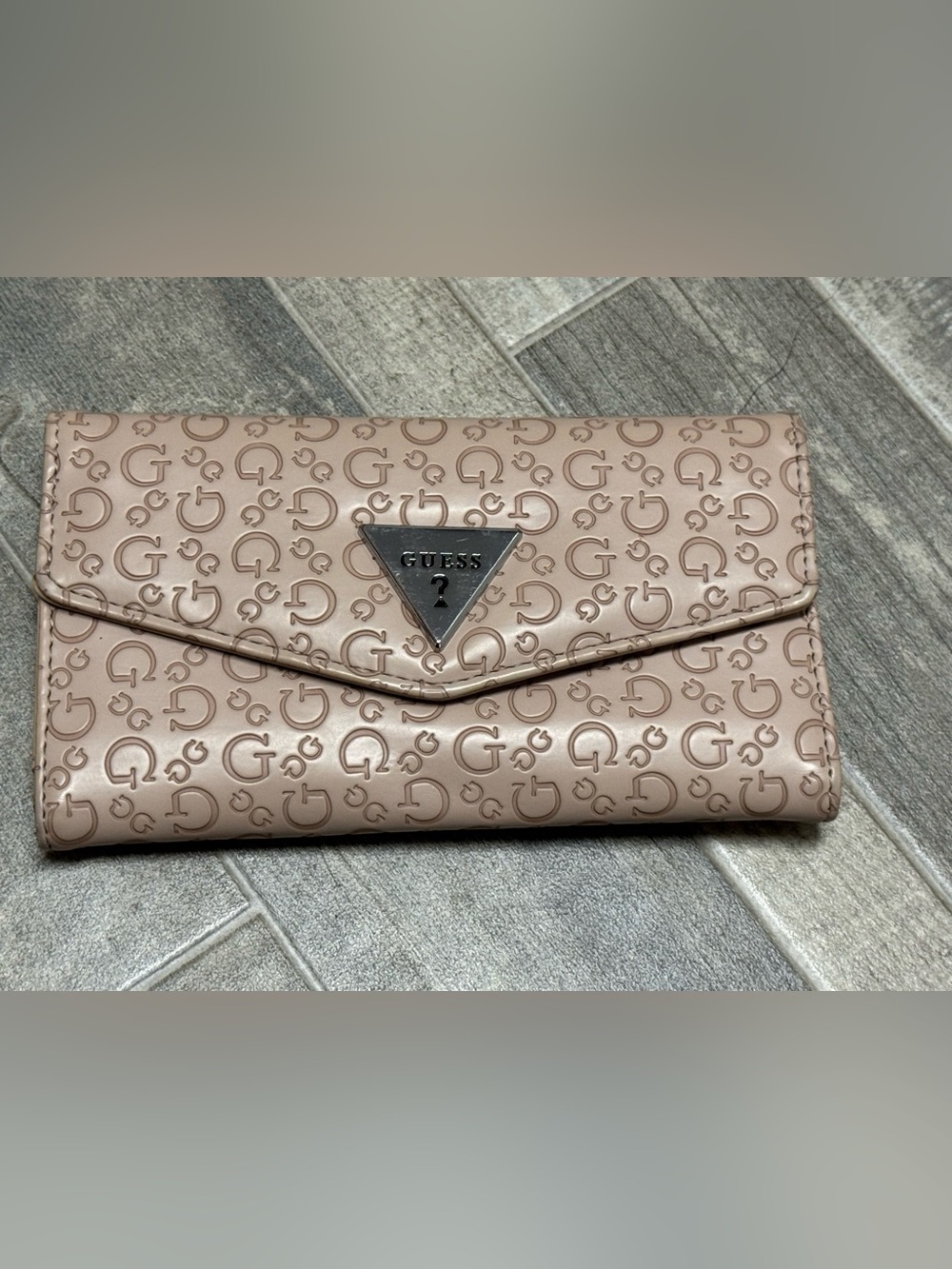 GUESS Blush Pink Monogram Envelope Clutch